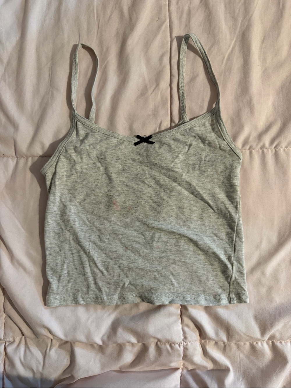 PLAYBOY Gray Spaghetti Strap Crop Top with Bunny Emblem - Picture 2 of 3